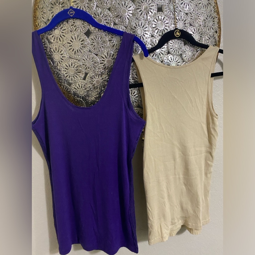 2 Express sequin front tank tops, size large. 1 purple and 1 gold. Sold as set. - Picture 2 of 10